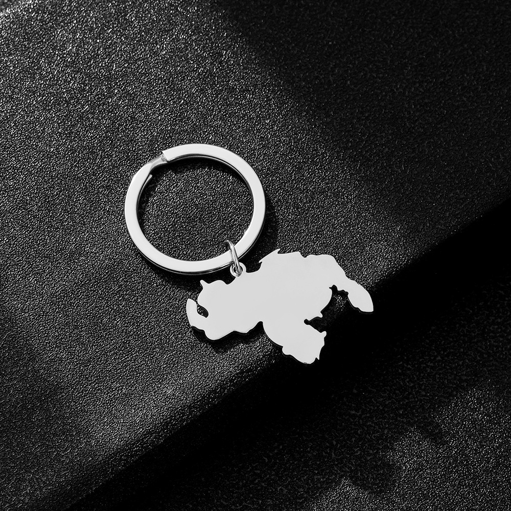 13g Weight Keychain Classification 201 Stainless Steel Material Map Pattern Simple Style Map Titanium Steel Unisex Keychain 5
