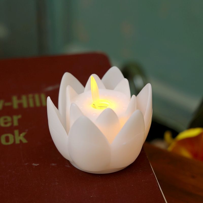 模擬LED電子キャンドルライト、炎が揺れる仏前、無煙のパフォーマンスイベント、祭りと祝福の蓮のランプ|undefined
