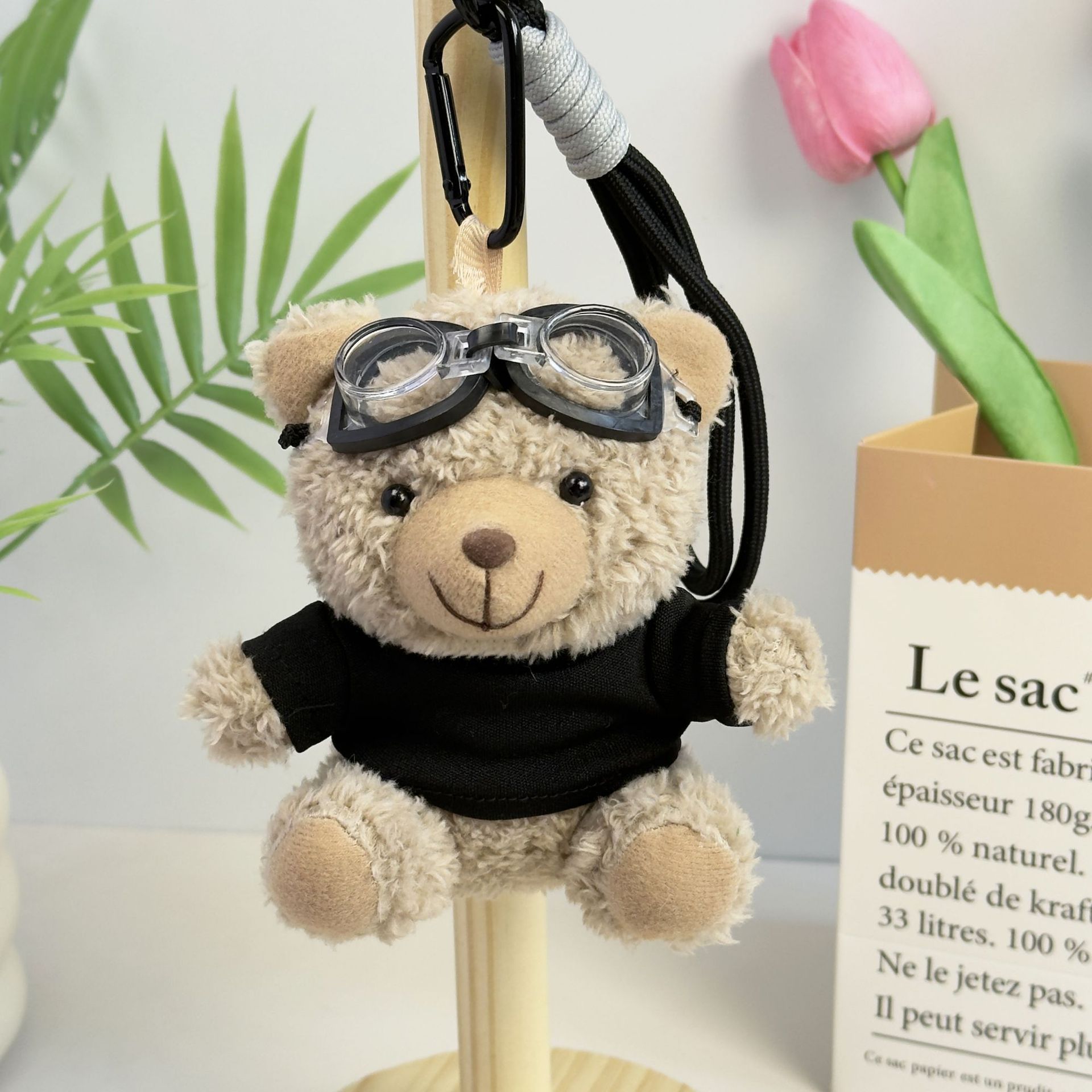 Suéter Teddy Bear Keychain bolsas colgantes muñecas de peluche creativas lindas gafas piloto Teddy Bear