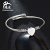 Adjustable steel wire stainless steel heart shaped, glossy bracelet heart-shaped with laser engraved, European style