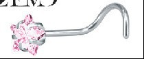 Stainless Steel S L Type Stud European And American Bestselling Heart Zircon Nose Ring Straight Rod Piercing Jewelry_voghion.com