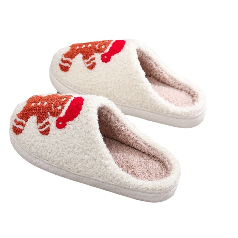 Transfronteriza europea y americana Navidad popular Ginger Cake Hombre Zapatillas de algodón Zapatillas de lana de invierno para el hogar de hombres y mujeres al por mayor más tamaño en stock