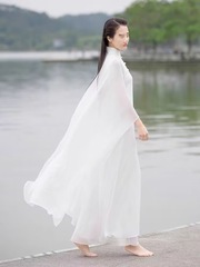 文学レトロ茶服女性の妖精禅ダンス服白ヨガヒーリング服瞑想瞑想服禅瞑想服