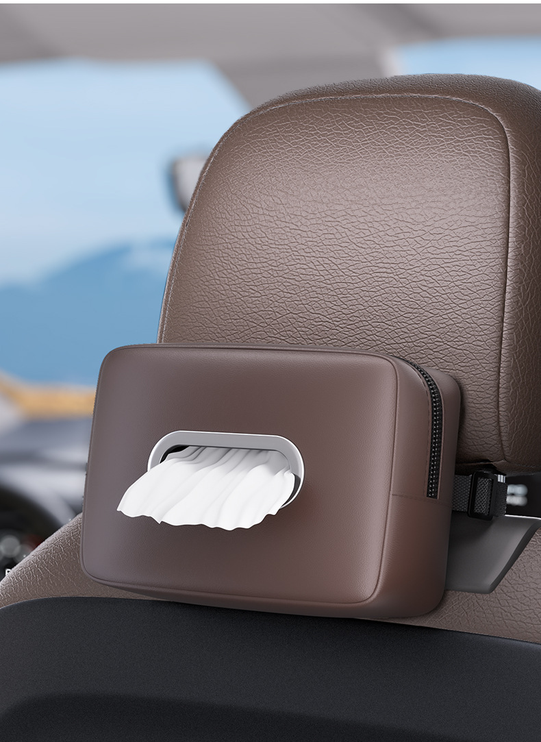 Car Tissue Box Multifunctional Seat Back Hanging Car Tissue Box Armrest Box Nappa Leather Car Tissue Box