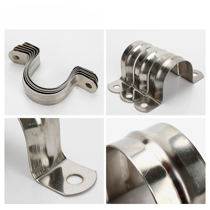 304不锈钢骑马卡扣夹线管夹水管卡半圆塑料管半边码紧固件固定