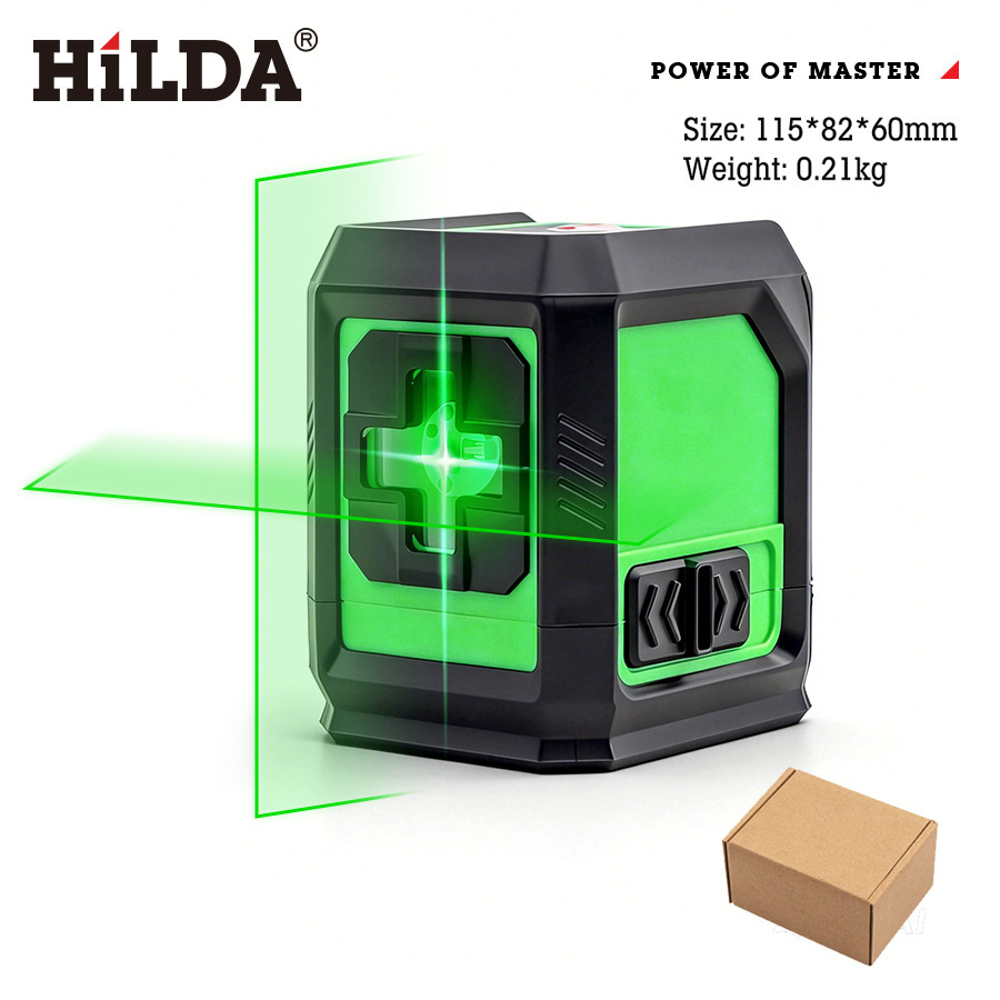 Nivelador láser de dos líneas Hilda mini transfronterizo nuevo tipo de luz verde portátil auto-nivelación nivel infrarrojo