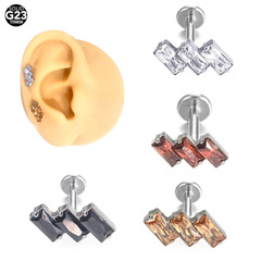 G23 Titanium Zirconia Australian Opal Piercing Jewelry Labret stud Earing Bone stud Piercing Jewelry Cross-border Piercing Jewelry