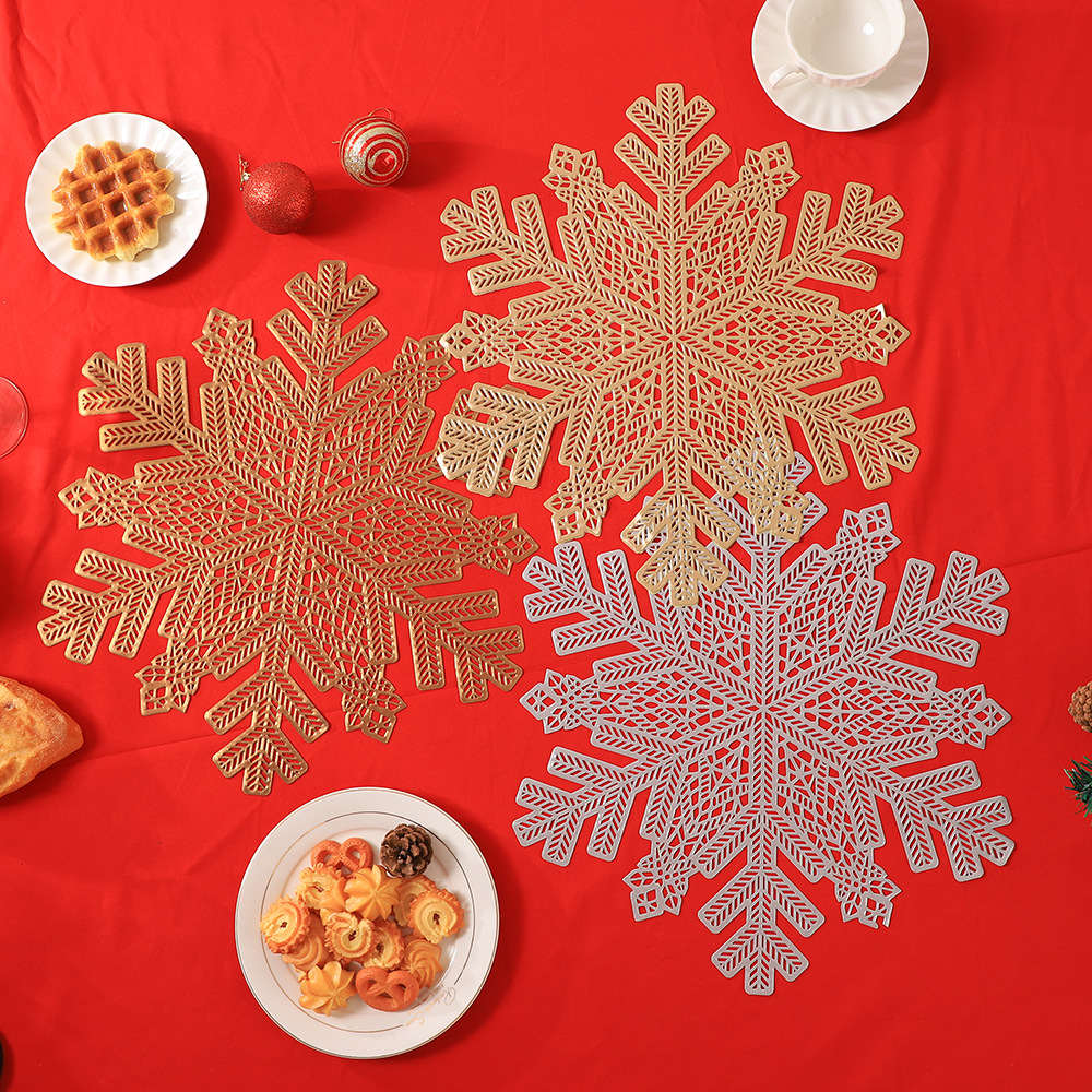 Calo de nieve de invierno elemento de Navidad almohadilla de mesa roja dorada almohadilla de mesa de aire almohadilla de mesa de comedor