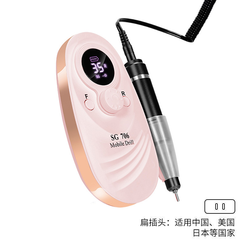 Lijadora de uñas transfronteriza, lijadora de uñas de descarga profesional de alta velocidad, dispositivo de almacenamiento eléctrico, máquina de limpieza de uñas creativa y colorida