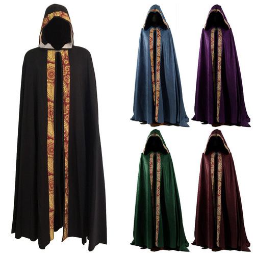 Men's 5-Color Long Mantle Medieval Church Clergy Loose Gown Cloak Feather Cross-border E-commerce Supply