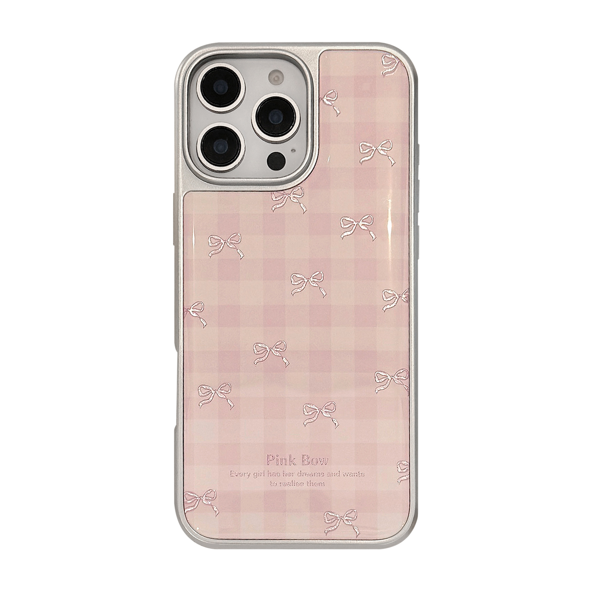 Funda chapada en oro compatible con Apple 17 Pro Max, iPhone 16 con lazo rosa a cuadros, electrochapada 13, funda rígida para Huawei 14.
