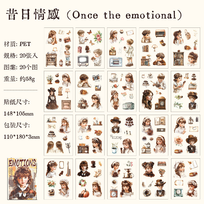 Rastreando los años fugaces, pegatinas de pet transparentes a prueba de agua, pegatinas de diario de bricolaje, pegatinas de chicas europeas retro transfronterizas