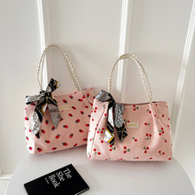 新款单肩包托特包容量洋气印花碎花尼龙手提女包学生购物袋包包女