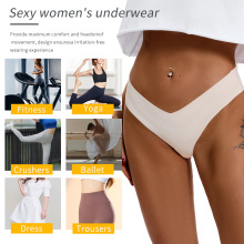 2024欧美跨境性感T裤冰丝无痕一片式V型腰头运动瑜伽女士三角裤