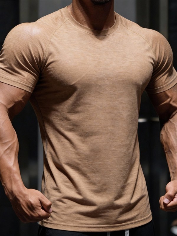Cross - Border European Yard Summer Fitness Men 's Sports Short Sleeve T - shirt Ring Ring basket Training American sudando Top image 6