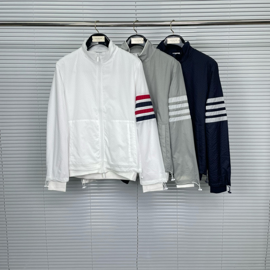 Factory Direct Sale Tb24 New Spring/Summer Woven Splicing Knit Stand Collar Jacket Unisex Casual Trendy