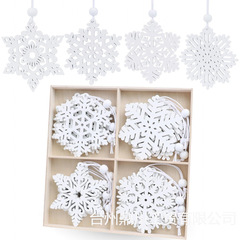 16 件白色雪花装饰品 7.62 厘米木制雪花圣诞装饰品冬季家居树花