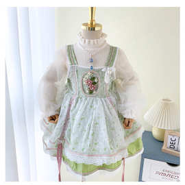 2025年新款女童四季活短袖洛丽塔套装公主裙儿童学生蓬蓬裙连衣裙