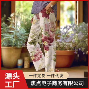 2024 New European and American Cross-Border 3D Digital Printed Men's Casual Loose Sports Sweatpants Straight Pod Custom-Made