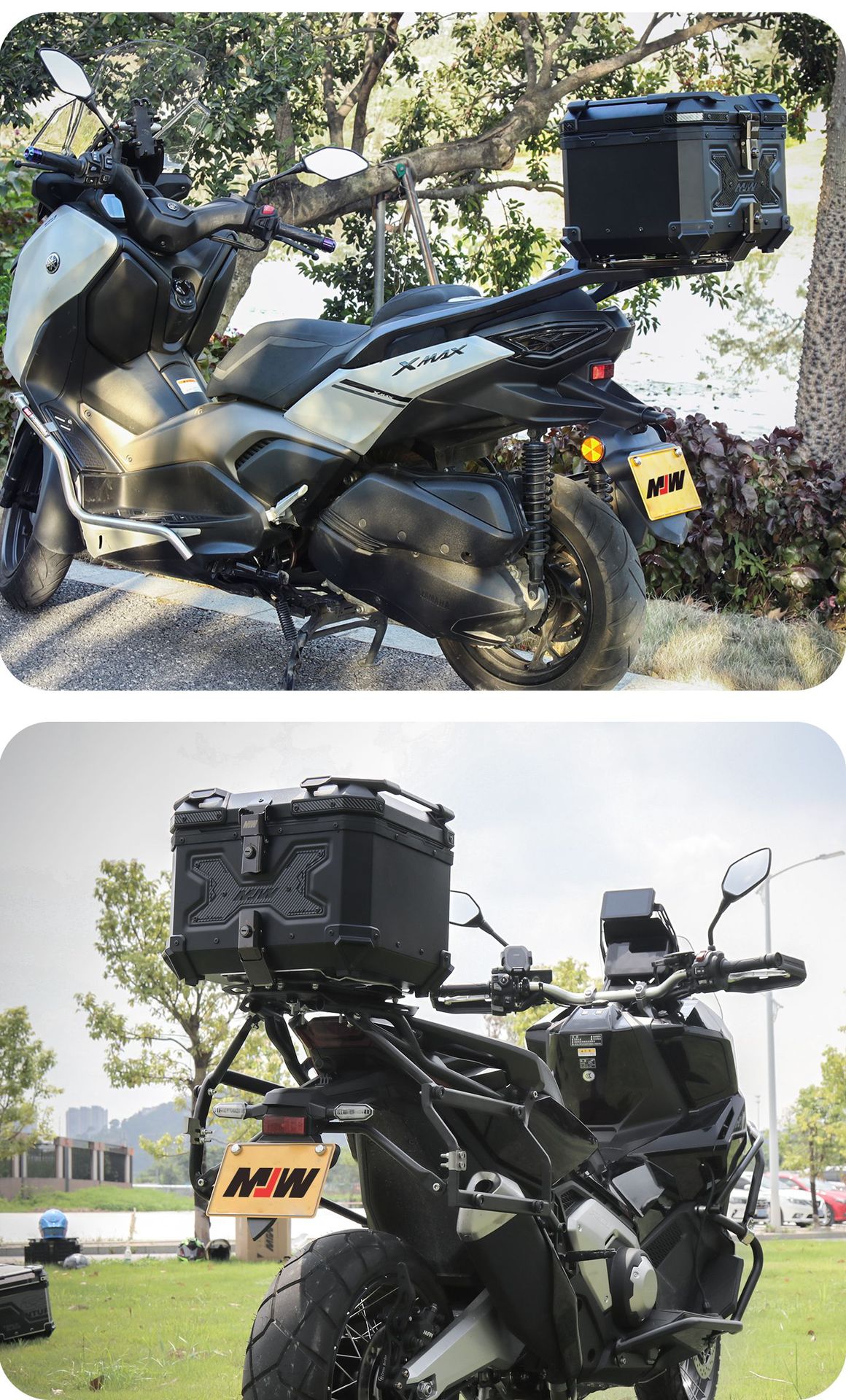 Motorcycle Mjw55L65L Black Warrior Aluminum Alloy Tail Box Quick-Release Travel Tool Box Electric Vehicle Rear Tail Box