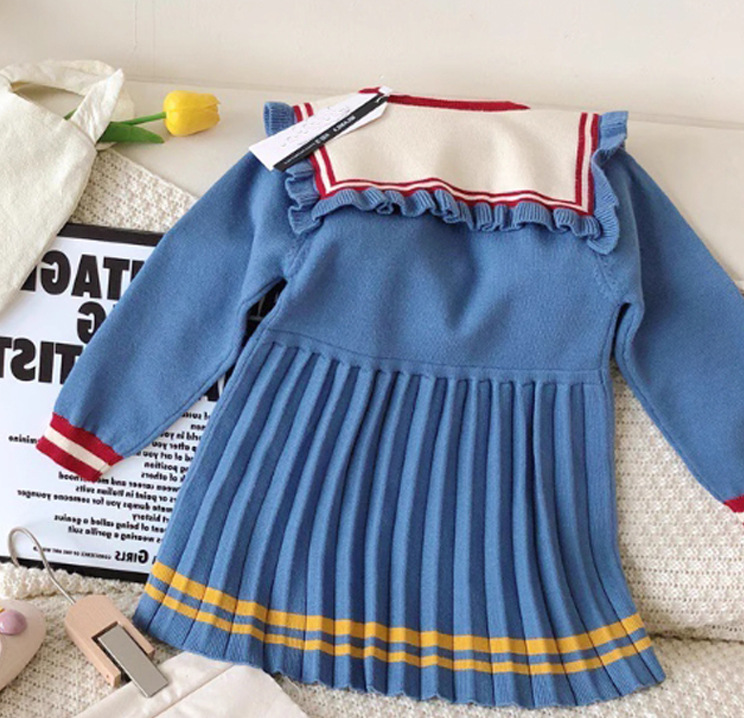 Mädchen Frühling und Herbst Gestrickte 2023 Neue Internet Beliebte kinder Modische Prinzessin Kleid Baby Pullover_voghion.com