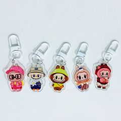 クリエイティブ漫画かわいい両面透明アクリル labubu キーホルダー学生バッグアクセサリー子供のランドセルペンダント