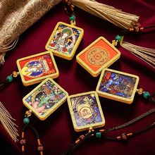 蓝色系列唐卡厂家批发吊坠项链批发画芯风格