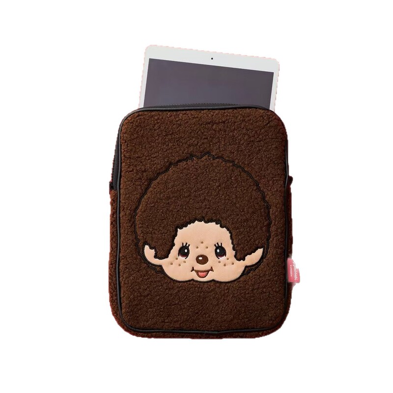 New Cartoon Monchi Plush Embroidered Tablet Protective Cover Portable Storage Bag Computer Bag