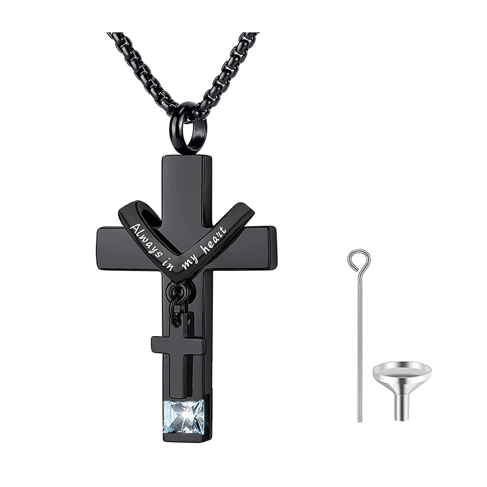 Amazon nuevo europeo y americano perfume botella collar cenizas collar Cruz mascota animal urna Memorial colgante