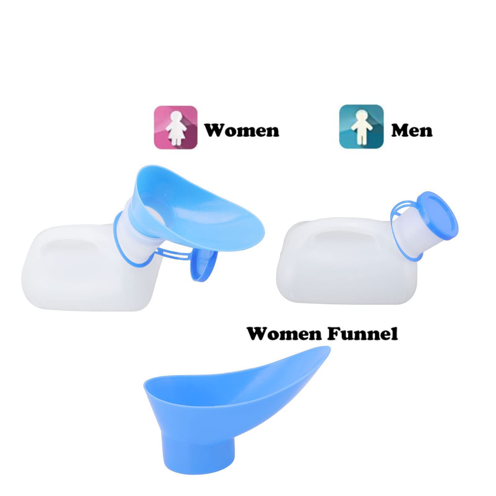 Portable Toilet Urinal for Men and Women, Pee Bottle with Lid and Funnel, Suitable for Elderly and Patients