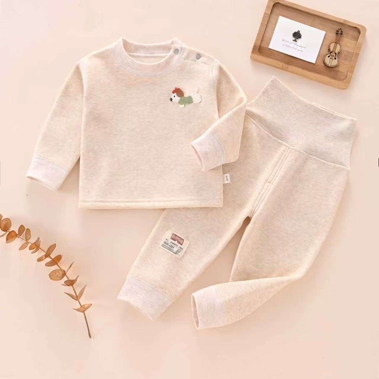Paquete caliente de seda de colores brillantes, cachemira de invierno para bebés, cintura alta, abdomen para bebés, pantalones para niños, pijamas para niños