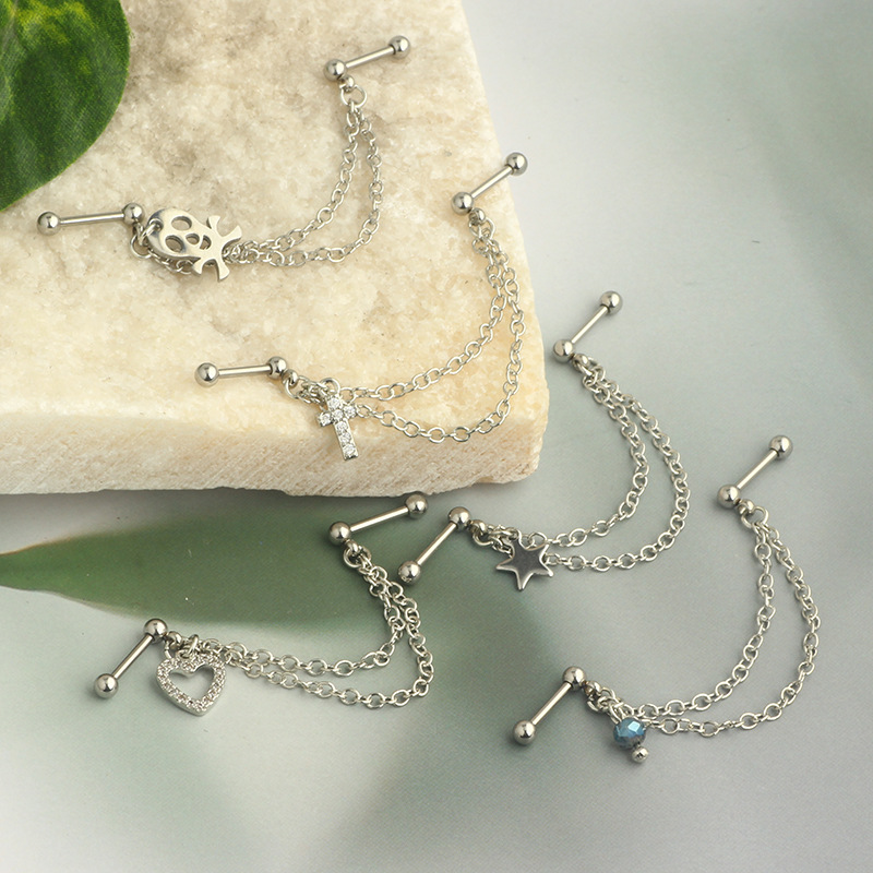 Pointed titanium steel lip stud product view