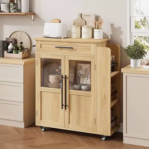 Cross-border household retro-style kitchen workbench, simple movable kitchen island, hotel restaurant delivery cart