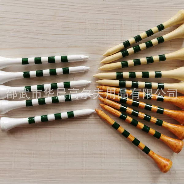 Cross-Border Hot-Selling Mixed-Color Golf Tees Outdoor Sports Ball Holders Striped Scale Bamboo Tees Gift Set Accessories
