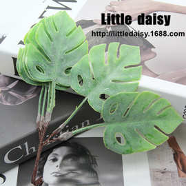 DIY仿真花 龟背叶塑料叶 草花 配件 花环装饰 白霜草 绿叶 塑料花