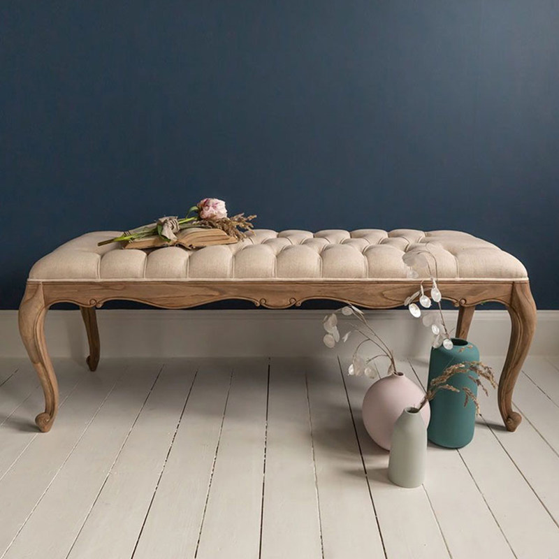 American-style shoe-changing bench, solid wood long bench, footrest sofa bench, European-style entryway bedroom end-of-bed bench, shoe trying-on bench