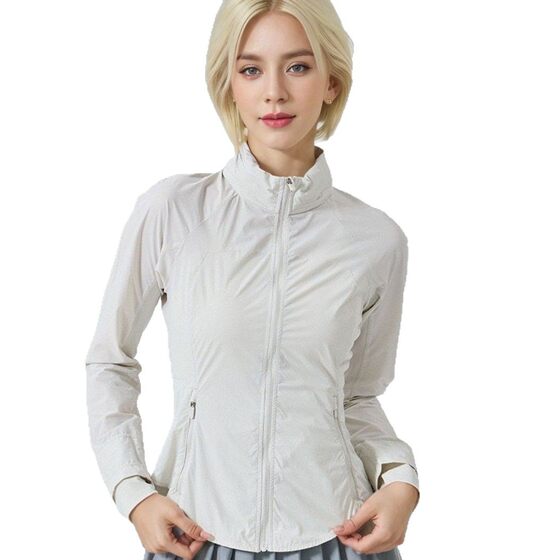 Big Brand Same Skinny Sports Jacket Ice Silk Cool Thin Sun Protection Jacket Slim-fit Breathable Short Top Women's Hair