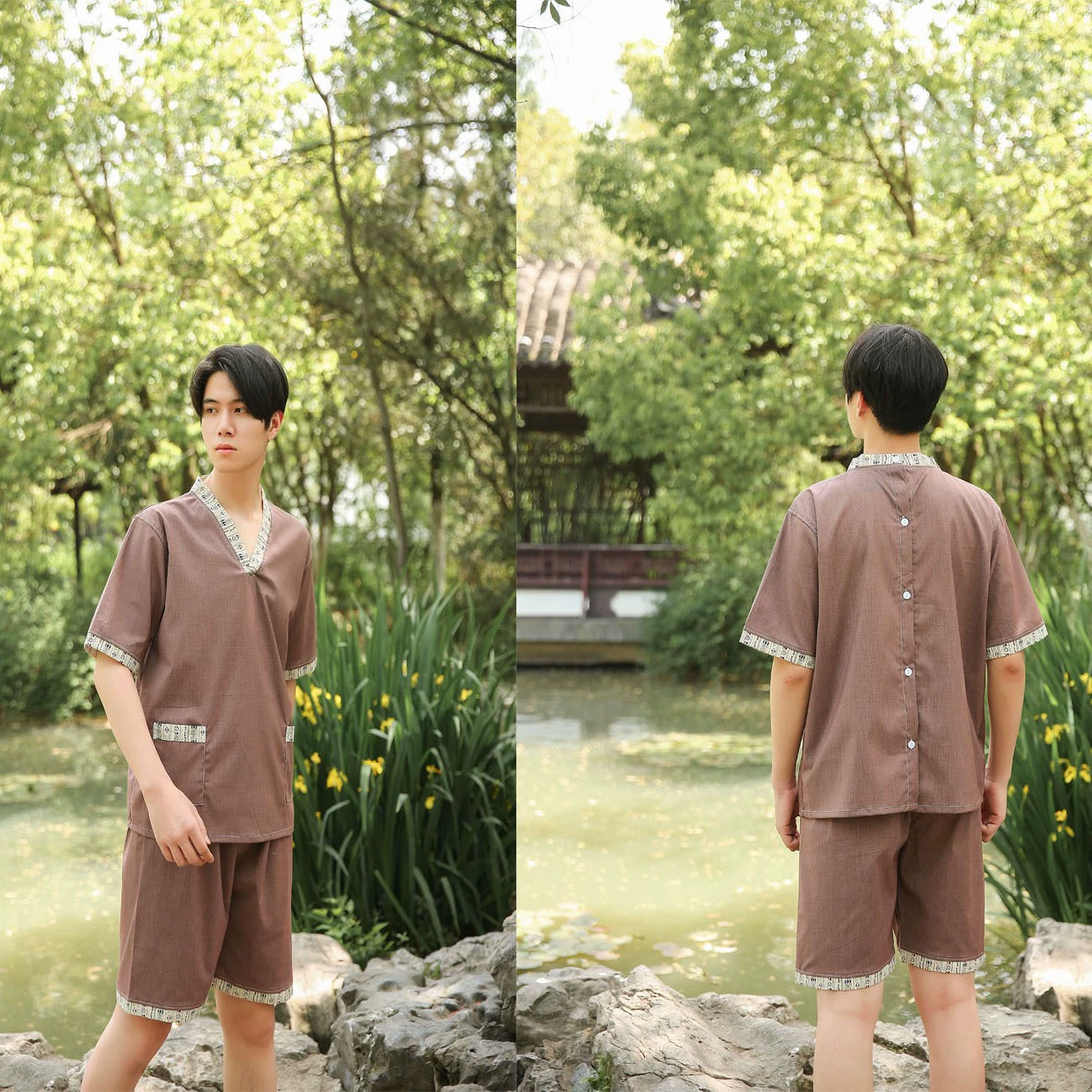 金东湖 Bathrobe for men and women, massager, Japanese and Korean, Korean style, V-neckline