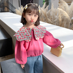 Women's Long-Sleeve Sweatshirt Spring Outfit 2024 New Trendy Baby Doll Collar Top for Girls Spring Children's Clothing Spring and Autumn Style