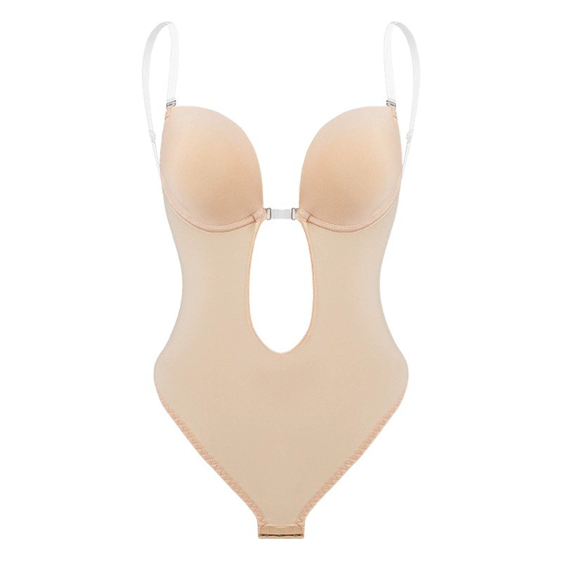 Европейский и американский трансграничный корсет больших размеров с глубоким V-образным невидимым плечевым ремнем, сокращением живота, корсет, протекающий ремень, бюстгальтер, Формирующий комбинезон