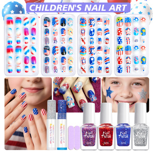 Amazon Children's Nail Salon Independence Day Carnival Wearable Nail Polish Set Five-Pointed Star Face Painting Stick