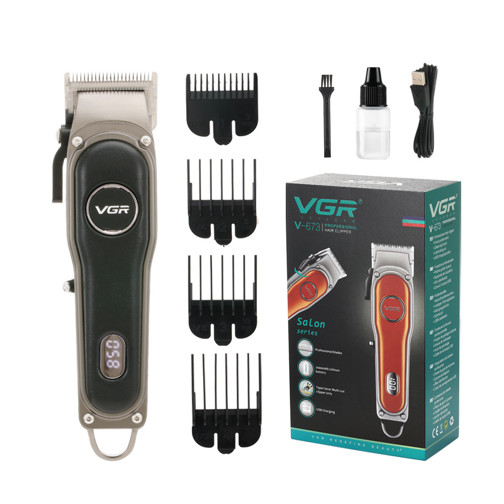 Metal Leather Body Hair Clipper High Power Salon Electric Styler with LCD Digital Display Gradient 673_voghion.com
