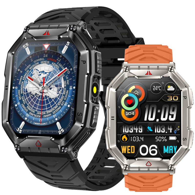 Cross-border KR82 smart watch Bluetooth call multi-function with flashlight compass monitoring heart rate blood pressure blood oxygen Cross-border KR82 smart watch Bluetooth call multi-function with flashlight compass monitoring heart rate blood pressure blood oxygen