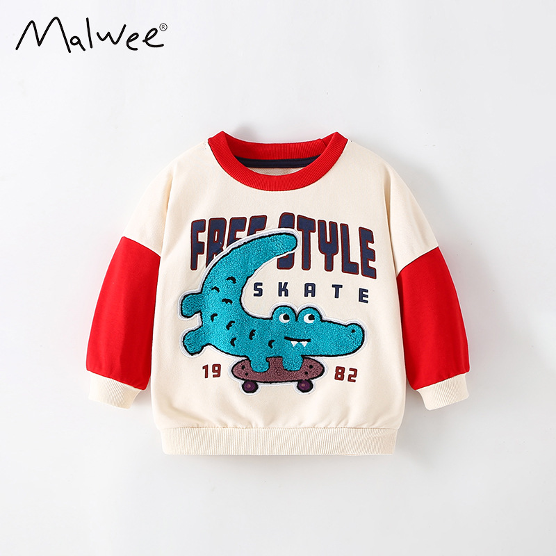 Mlawee Child Sweater Otoño Invierno Nuevo estilo europeo y americano niños de mediano tamaño cuello redondo manga larga guapo imprimido ropa superior para niños