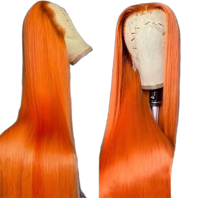 European American Style Long Straight Hair Wig Full Head with Lace Detailing Center Parted Synthetic Clip-in Fashion Highlighted_voghion.com