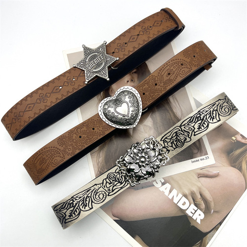 Design sense niche retro belt women's decoration with skirt jeans y2k hot girl belt versatile 2024 new style