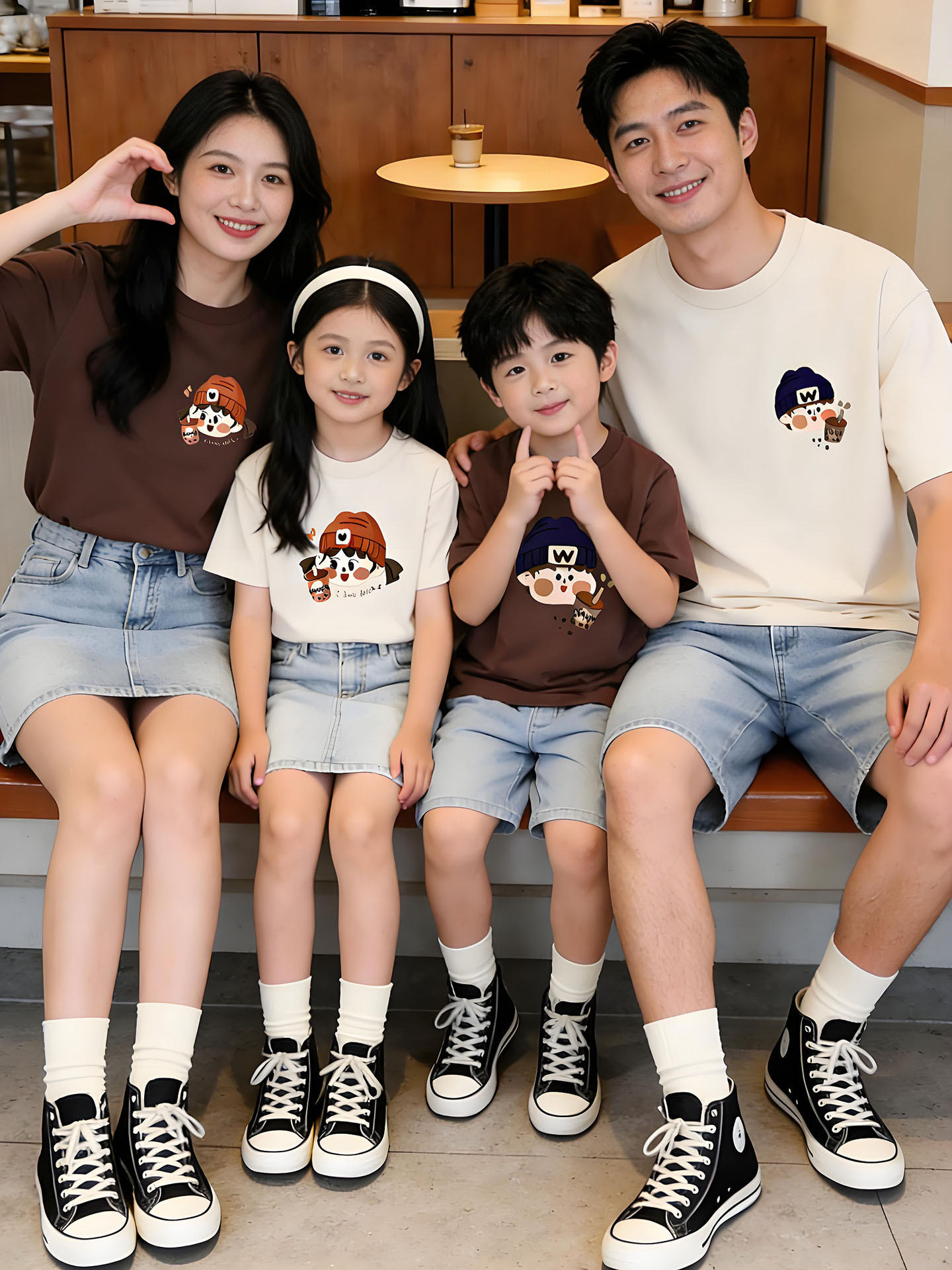 Family Matching Outfits Summer T-Shirts 2026 New Style Short-Sleeve Rompers for Families of Three or Four, Baby Boys and Girls, Mother and Child