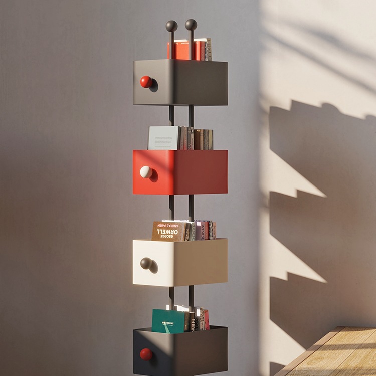 Household Floor-Standing Kidsren's Bookshelf Living Room Rotating Storage Rack Corner Storage Cabinet Storage Display Cabinet Invisible Small Cabinet