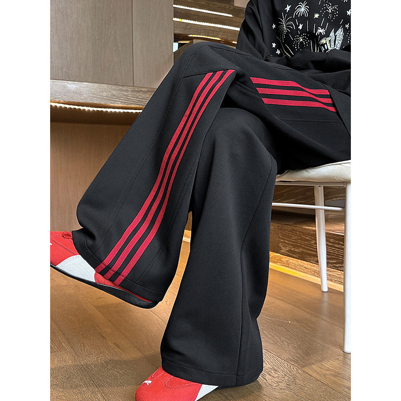 2025 New Men's Sweatpants Spring and Autumn Trendy American Casual Loose Wide-Leg Straight Sports Pants