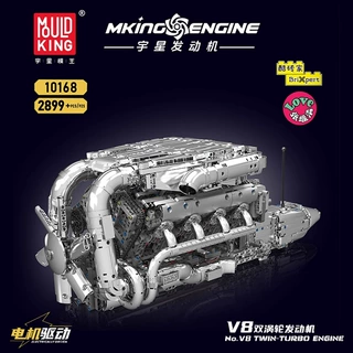 宇星10168 V8双涡轮发动机模型电动儿童拼装积木玩具